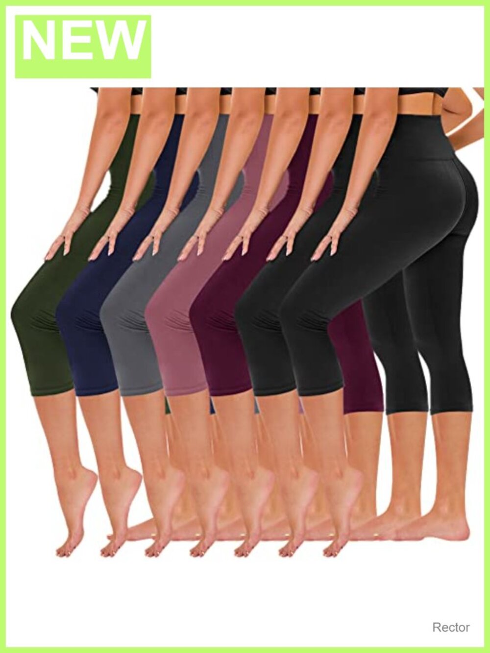 7 Pack High Waisted Yoga Leggings with Pockets, 4-Way Stretch